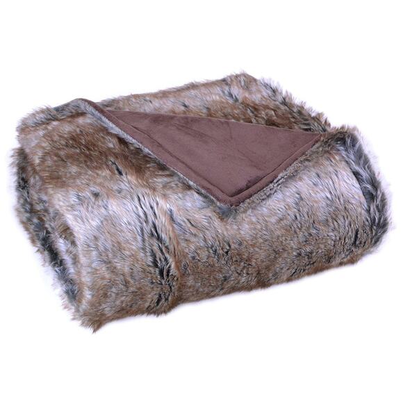 NEW Eskimo Brown Faux Fur & Fleece THROW 50x60 BLANKET Bedford Cottage Kennebunk - Picture 6 of 12